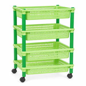 Plateau à légumes à roulettes détachable en plastique PP écologique à 4 niveaux pour rangements de cuisine et organisation de bureau - Product Image 4