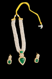 Ensemble collier et boucles d'oreilles en forme de cœur plaqué or classique avec perles et zircon pour femmes, bijoux de fête - Product Image 4