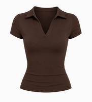 Blouse en tricot respirant en coton/fibre de bambou à col en V et manches courtes pour femmes grandes tailles, couleur unie, coupe ajustée, décontractée, automne