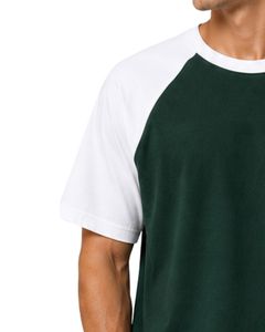 Manufacturer Customized Dark Forest Green And <b>White</b> Raglan T Shirt For Men Short Sleeve Crew Neck Cotton <b>Tee</b> Custom Casual - Product Image 3