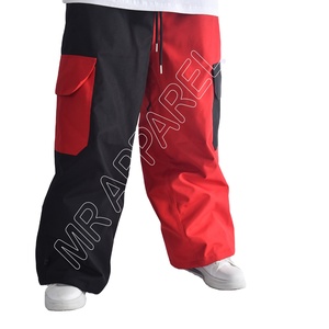 Pantalones de Nieve Personalizados Negros y Rojos, Impermeables 10.000 mm, Resistentes al Viento, Transpirables, con Cordón en la Cintura, Lazos para Cinturón, Forro Cálido y Múltiples Bolsillos - Product Image 2