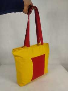 Casual <b>Long</b> Handle Cotton Canvas Tote <b>Bag</b> with Front Pocket - Product Image 2