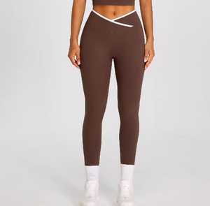 Leggings tricotés unis taille haute, longueur intégrale, extensibles, sportifs, pour toutes les saisons - Product Image 3