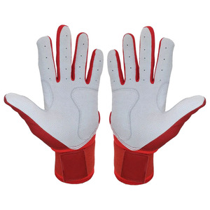 Guantes de Béisbol de Cuero Rojos y Blancos, Transpirables, con Acolchado en la Palma para un Agarre Mejorado, Cierre Ajustable en la Muñeca, OEM ODM - Product Image 4