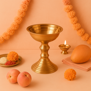 Lámpara de aceite tradicional de latón Kalanjiam Temple Diya, hecha a mano, para decoración de Pooja - Product Image 3