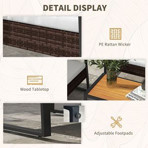 4-Piece <b>Swivel</b> Rattan Patio Furniture Set with Loveseat Sofa Chair Wood Coffee <b>Table</b> Cushions for Outdoor Backyard Use White - Product Image 6