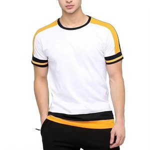 <b>Men's</b> Customized Material Striped T-Shirt Short Sleeve O-Neck Casual Breathable Knitted Regular Fit Oversized Digital Printed - Product Image 1