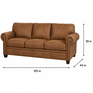 Offre Spéciale : Canapé 3 Places en Cuir Véritable Style Moderne avec Clous Décoratifs pour Salon, Villa et École - Product Image 2