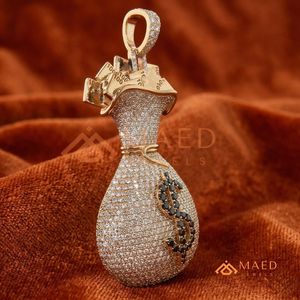 Colgante de Bolsa de Dinero Chapado en Oro con Moissanita, Joyería de Lujo para Raperos, Regalo de Streetwear para Hombres (EE. UU.) - Product Image 2