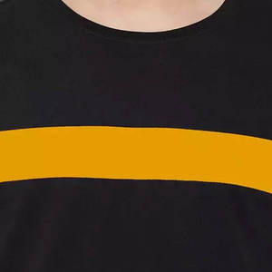 Men's Black Orange Striped Short Sleeve T-Shirt O-Neck Regular Fit Casual Knitted Style Custom <b>Logo</b> And Design OEM Service - Product Image 3