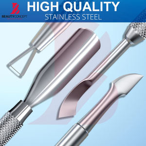 2 pièces Repousse-cuticules et grattoir en métal argenté, Outil grattoir à gel en acier inoxydable, Outil de décollement de vernis à ongles, Outils de manucure - Product Image 6