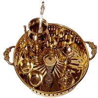 Prix abordable Laiton Pooja Thali Set fait à la main et fabriqué à la main Puja Thali Set Traditionnel Pour Pooja Arti Hindu Religieux Point