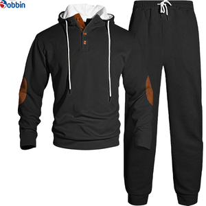 Top Trend Men Clothes Outfit Men's White Hooded Tracksuit <b>Set</b> Solid Color Casual Wear with Brown Patches & Drawstring Closure - Product Image 2