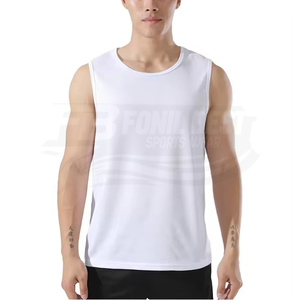 Summer Breathable Quick-drying Knitted Casual Sports tank <b>Tops</b> with Front logo for Men <b>Mesh</b> <b>Tops</b> for Gym Fitness Bodybuilding - Product Image 6