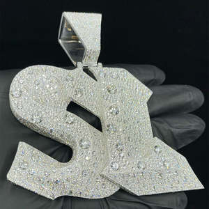 CONCEPTION Set de Mosaicos Iced Bling Bling VVS Moissanite Plata S925 Colgante de Letra Inicial Personalizada Certificado GRA Hip Hop Unisex - Product Image 1