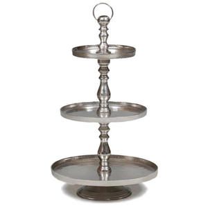 Soporte redondo de acero inoxidable estilo pedestal para platos y pasteles, ideal para eventos, fiestas y decoración de mesas. - Product Image 3