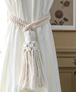 Macrame Curtain <b>Tiebacks</b>: Boho Cotton Window Decor - Product Image 2