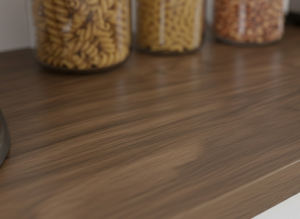 Meuble de cuisine moderne de style américain, écologique, marque Essence, modèle K410, finition chêne blanc et noyer, 2 portes en mélamine, 2 portes en acrylique - Product Image 3