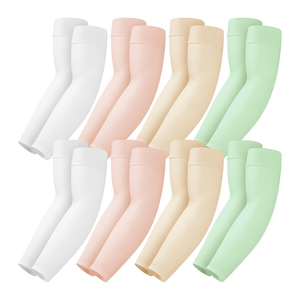 Nouvelles manches de protection solaire tendance de couleur unie UPF50+ longues pour femmes – Blanc, Rose, Beige, Vert menthe - Product Image 1