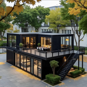 Maison conteneur préfabriquée de 20 pieds avec toit en pente, mur-rideau en verre, boutique, <span class=keywords><strong>bureau</strong></span> - Product Image 1