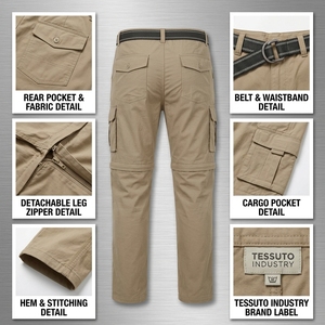 TESSUTO Men's Convertible <b>Cargo</b> Hiking Pants Waterproof Quick Dry Zip off Leg Outdoor Trekking Stretch Travel Workwear - Product Image 4