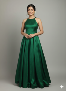 Sari en soie vert élégant pour femme, robe de mariée longue, coupe classique, extensible, tenue ethnique indienne et pakistanaise - Product Image 4