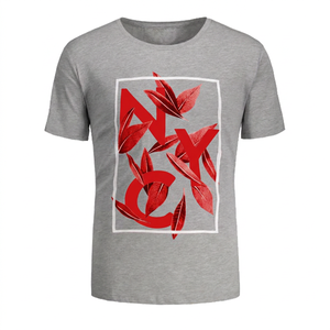 Camiseta Larga de Manga Corta Gris para Hombre con Estampado de Hojas de Nueva York, Corte Holgado, Cuello Redondo, Estilo Vintage, 100% Algodón Jersey - Product Image 4