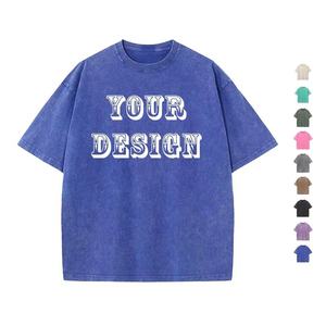Custom OEM/ODM Premium <b>Vintage</b> Acid Wash Oversized T-Shirt Men Drop Shoulder Crew Neck Streetwear 100% Cotton Knitted Blank <b>Tee</b> - Product Image 3