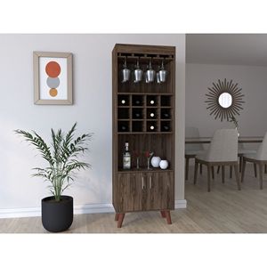 Mobile Bar in Noce Scuro per Soggiorno, Design Elegante a Forma di Toro - Product Image 3