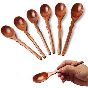 Cuchara de madera ecológica, resistente al calor, para cocinar, revolver y mezclar, utensilio de cocina sostenible de madera maciza. - Product Image 5