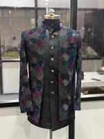 Offre Spéciale – Ensemble 3 Pièces de Luxe pour Homme : Veste Brodé en Velours Noir, Style Indo-Occidental Sherwani, et Kurta