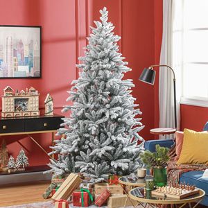 Albero di Natale Artificiale Pre-Illuminato da 210 cm con Punte Innevate, Facile da Montare, Albero Pieghevole per Casa e Ufficio, Decorazione Natalizia - Product Image 2