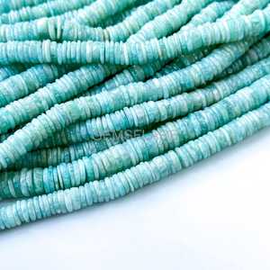 7-8MM Natural Amazonite Heishi Beads Blue Amazonite Flat Disc Smooth Gemstone Beads Amazonite Beads For Jewelry Making Wholesale - Product Image 3