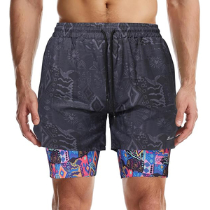 Printed Gym <b>Shorts</b> <b>Men</b> 2 in 1 Quick Dry Polyester <b>Compression</b> <b>Shorts</b> with Phone Pocket Patterned Athletic Workout <b>Shorts</b> - Product Image 4