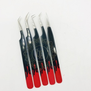 Customized Professional Eyelash Extension <b>Tweezers</b> Smooth Handle Silver Tip <b>Tweezers</b> With Custom Logo Sustainable Paper Coating - Product Image 5