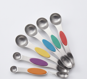 Juego de cucharas medidoras de acero inoxidable de primera calidad con mangos coloridos para hornear y cocinar, utensilios de cocina elegantes. - Product Image 4