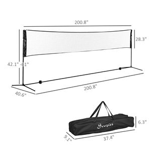 Set da Gioco Regolabile per Esterni con Rete per Badminton, Pallavolo, Pickleball, Divertimento in Spiaggia e su Vialetti, Include Racchetta da Badminton per Interni - Product Image 3