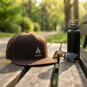Casquette Snapback Marron 6 Panneaux avec Logo Flamme Brodé Unisexe Style Urbain Chapeau Streetwear Hip Hop Décontracté Unisexe - Product Image 3