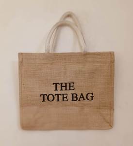 Ecofriendly natural jute <b>tote</b> <b>bag</b> with <b>sturdy</b> soft handles spacious design and classic text print perfect for shopping travel - Product Image 4