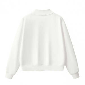 Unisex White Knitted Crew Neck Pullover Oversized Minimalist <b>Sweatshirt</b> Regular Length Solid Color Spring Wear Polyester Quick - Product Image 2