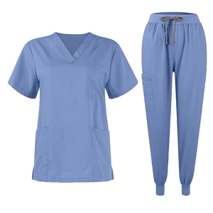 Nouveauté : Ensembles d'uniformes d'infirmière d'hôpital à manches courtes et pantalon de jogging, personnalisables avec logo, extensibles, pour le personnel médical - Product Image 1