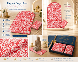 Tapis de prière en coton floral pliable, tapis islamique portable, couverture musulmane avec pochette de rangement, boîte cadeau imprimée quatre couleurs, pour la maison et les voyages - Product Image 3