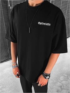 Camiseta con estampado de letras para hombre, informal, de manga corta, cuello redondo, estilo urbano para verano - Product Image 5