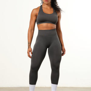Ensemble de leggings de yoga taille haute pour femmes, couleur unie, soutien-gorge de sport sans couture, pantalon long, vêtements de sport pour femmes - Product Image 3