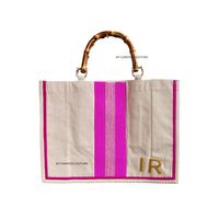 Bolsos tote de golf hechos a mano con cuentas, con los últimos diseños personalizados, detalles personalizados, trabajo con cuentas de semillas y asas de bambú.