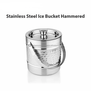 Seau à glace à double paroi en acier inoxydable avec pince en V et support en V, anti-fuite, résistant à la rouille, pour bar, idéal pour les fêtes, fabriqué en Inde - Product Image 5