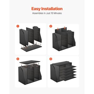 Organizzatore da Scrivania in Legno a 12 Scomparti, Portaoggetti Verticale per Ufficio in Truciolato, Organizzatore da Tavolo e Cassetti - Product Image 6
