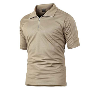 เสื้อยืดผู้ชาย แขนสั้น ทรงปกติ สำหรับธุรกิจ สีพื้น ลายเรียบ ซิป ¼  สำหรับผู้ชาย - Product Image 1