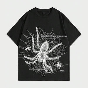 เสื้อยืดคอกลมพิมพ์ลายแมงมุมแบบพรีเมียมสำหรับผู้ชายสำหรับวันฮาโลวีน เสื้อยืดแขนยาวแบบลำลองสำหรับผู้ชาย - Product Image 1