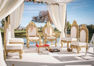 Nuevas Sillas de Madera para Bodas Vidhi Mandap, Sillas de Madera Hechas a Mano para Bodas Mandap, Asientos Personalizados para Eventos, Venta al por Mayor en EE. UU. - Product Image 2